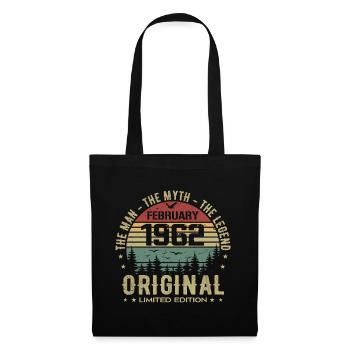 Anniversaire Février 1962 | Vintage Février 1962 - Sac en tissu - noir - Devant