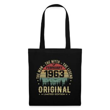 Anniversaire Février 1963 | Vintage Février 1963 - Sac en tissu - noir - Devant