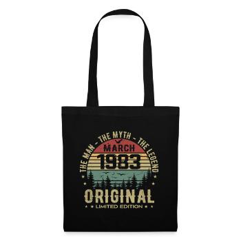 Geschenk zum 42. Jahrestag Original März 1983 - Stoffbeutel - Schwarz - Vorne