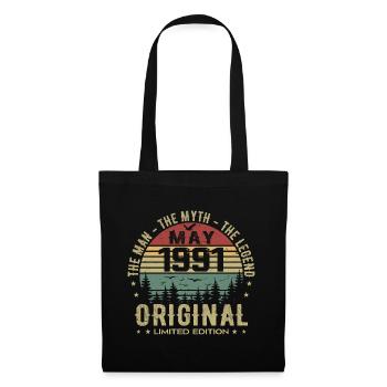 Mai 1991 Cadeau 34e anniversaire Mai 1991 May 1991 - Sac en tissu - noir - Devant