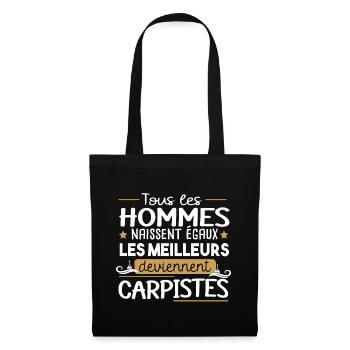 Carpiste homme.Pêcheur. pêche. Poisson cadeau - Sac en tissu - noir - Devant