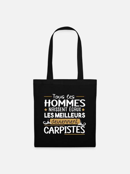 Carpiste homme.Pêcheur. pêche. Poisson cadeau - Sac en tissu - noir