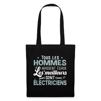 Électricien électricité métier anniversaire humour - Sac en tissu - noir - Devant