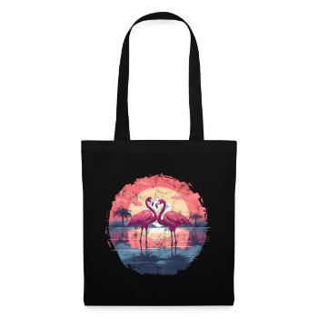 Flamingo, Couple, Sunset, Sun, Beach - Tote Bag - black - Front