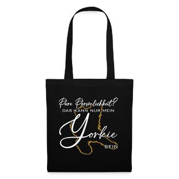 Yorkie Silhouette lustiger Spruch Schreibschrift - Stoffbeutel - Schwarz - Vorne