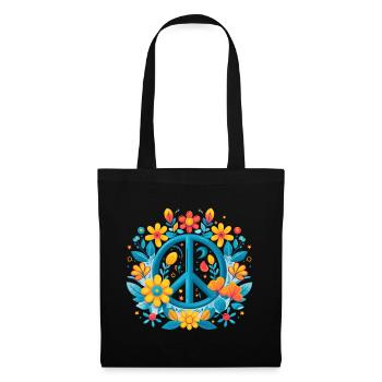 Peace Love 60's 70's Groovy Costume Flowers - Sac en tissu - noir - Devant