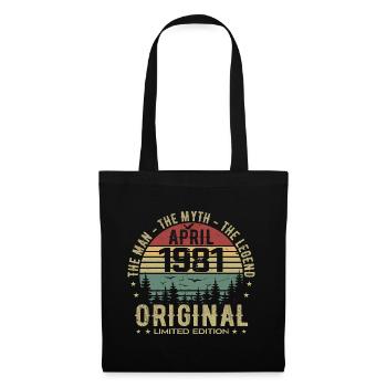 Avril 1981. 44ème Anniversaire Cadeau Avril 1981 - Sac en tissu - noir - Devant