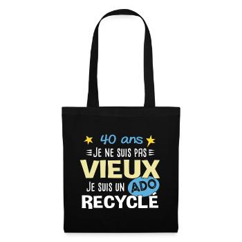 40 ans anniversaire papa fête des pères humour - Sac en tissu - noir - Devant