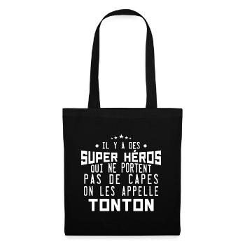 il y a des super-héros ... tonton - Sac en tissu - noir - Devant