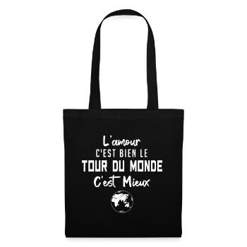 l'amour c'est bien le tour du monde c'est mieux - Sac en tissu - noir - Devant