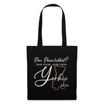 Yorkie Silhouette lustiger Spruch Schreibschrift - Stoffbeutel - Schwarz - Vorne