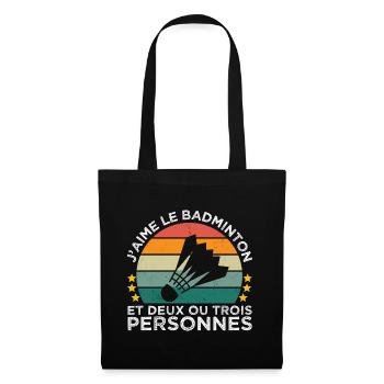 J' aime le badminton et deux ou trois personnes - Sac en tissu - noir - Devant