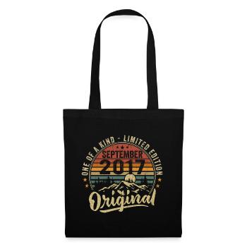 Anniversaire Septembre 2017 - Né en Septembre 2017 - Sac en tissu - noir - Devant