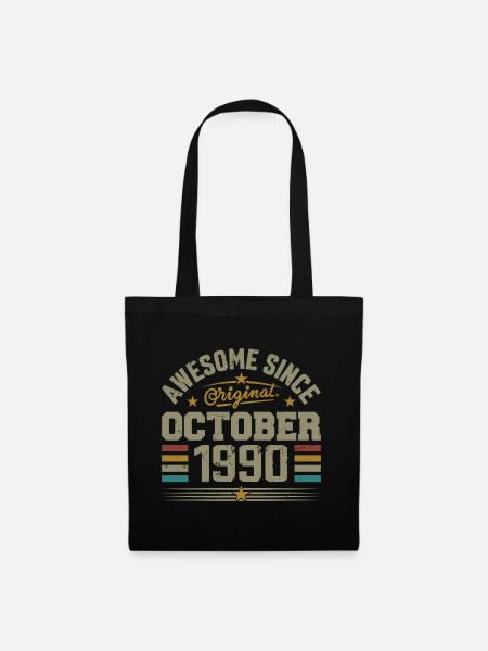 Jahrgang Oktober 1990 | Geburtstag Oktober 1990 - Stoffbeutel - Schwarz