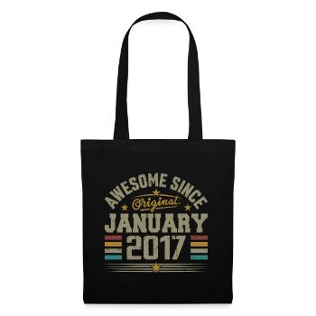 Rétro Cadeau D'anniversaire Nées En Janvier 2017 - Sac en tissu - noir - Devant
