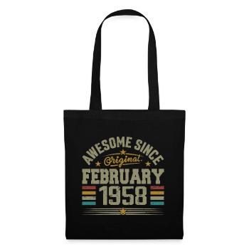 Février 1958 Cadeau 67e Anniversaire, Février 1958 - Sac en tissu - noir - Devant