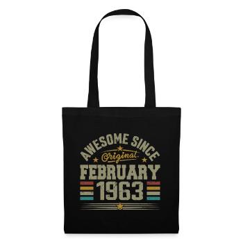 Février 1963 Cadeau 62e Anniversaire, Février 1963 - Sac en tissu - noir - Devant