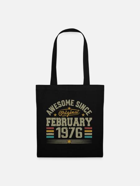 Februar 1976 Geschenk zum 49-jährigen Jubiläum, Februar 1976 - Stoffbeutel - Schwarz