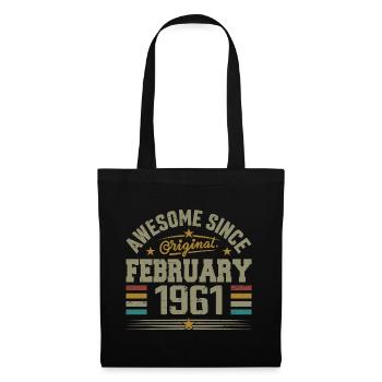 Février 1961 Cadeau 64e Anniversaire, Février 1961 - Sac en tissu - noir - Devant