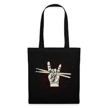 Drummer Shirt - Drum Sticks - Rock Music Band - Stoffbeutel - Schwarz - Vorne