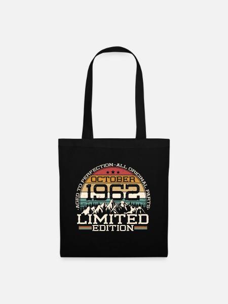 Oktober 1962 Vintage Jahrgang Geburtstag Geschenk - Stoffbeutel - Schwarz