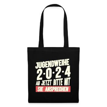Jugendweihe 2024 Ab Jetzt Bitte Mit Sie Ansprechen - Stoffbeutel - Schwarz - Vorne