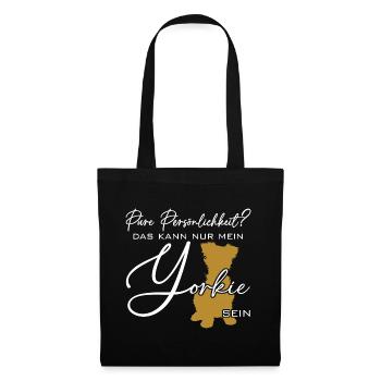 Yorkie Silhouette lustiger Spruch Schreibschrift - Stoffbeutel - Schwarz - Vorne