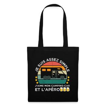 J' aime mon camping-car et l' apéro humour camping - Sac en tissu - noir - Devant