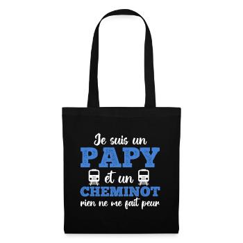 Je suis un papy cheminot humour train cadeau - Sac en tissu - noir - Devant