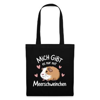 Meerschweinchen Kurzhaar Langhaar Crested Hunde - Stoffbeutel - Schwarz - Vorne