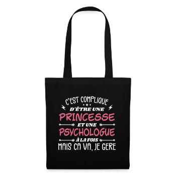 C'est compliqué d'être Une Princesse Psychologue - Sac en tissu - noir - Devant