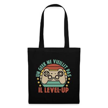 Un Geek Ne Vieillit Pas Il Level UP - Sac en tissu - noir - Devant