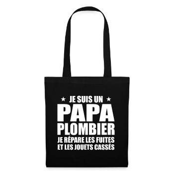 Klempner Papa, Geschenkidee zum Vatertag - Stoffbeutel - Schwarz - Vorne