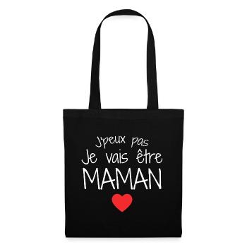 Maman / Fête des Mère / Enfant / Mere / Bébé - Sac en tissu - noir - Devant