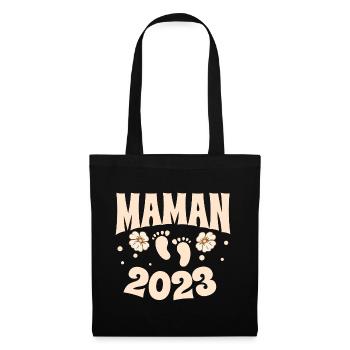 Grossesse Femme Enceinte - Future Maman 2023 - Sac en tissu - noir - Devant