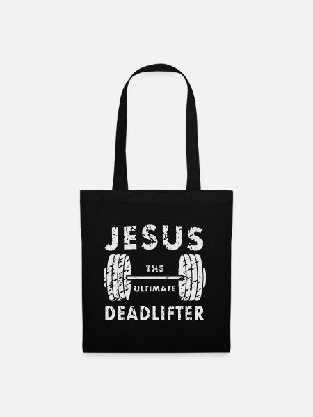Jesus The Ultimate Deadlifted Retro Jesus - Stoffbeutel - Schwarz