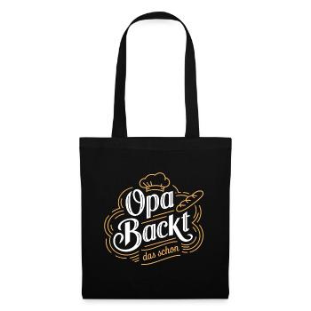 Opa backt das schon - unser backender Opa - Stoffbeutel - Schwarz - Vorne