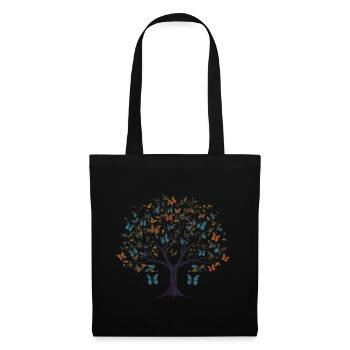 Papillon Arbre Papillons colorés Mouches - Sac en tissu - noir - Devant