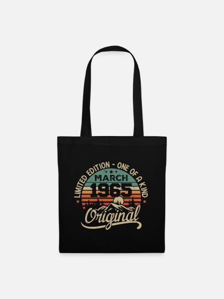 Original März 1965 Geburtstagsgeschenk März 1965 - Stoffbeutel - Schwarz