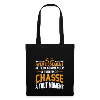 Parler de chasse à tout moment cadeau chasseur - Sac en tissu - noir - Devant