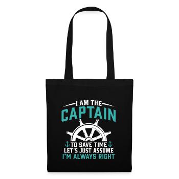 I am the captain funny boating sailing - Tote Bag - black - Front