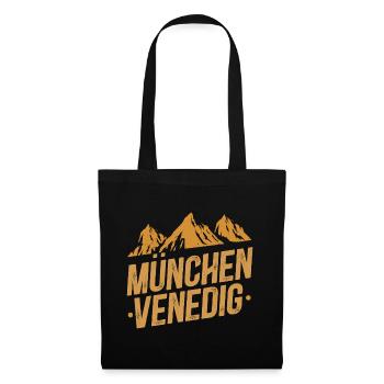Alpenüberquerung München Venedig Fernwanderweg - Stoffbeutel - Schwarz - Vorne