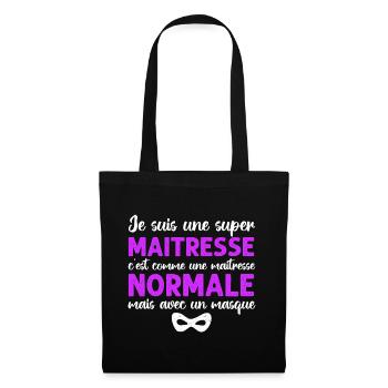 Super maitresse cadeau maîtresse d' école - Sac en tissu - noir - Devant
