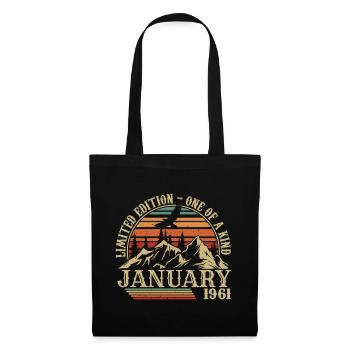 Janvier 1961 - Cadeau Anniversaire Janvier 1961 - Sac en tissu - noir - Devant
