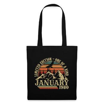 Januar 1980 - Januar 1980 Geburtstagsgeschenk - Stoffbeutel - Schwarz - Vorne