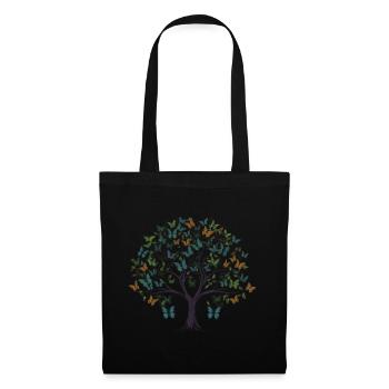 Papillon Arbre Papillons colorés Mouches - Sac en tissu - noir - Devant