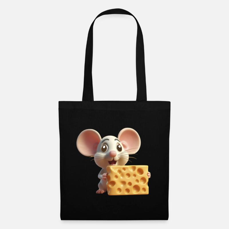 Mouse with cheese - Tote Bag - black
