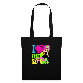 I Love The 80's Eighties Heart Retro Vintage - Tote Bag - black - Front