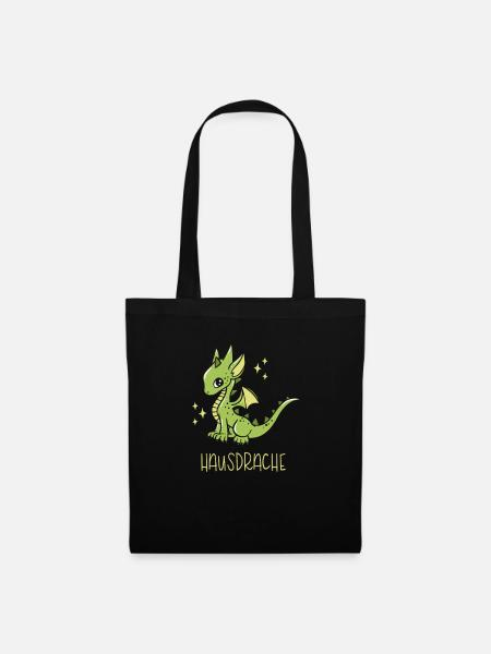 Hausdrache. Stark, Mutig und Unbesiegbar. Drache - Stoffbeutel - Schwarz