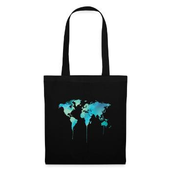 Carte du monde - Sac en tissu - noir - Devant